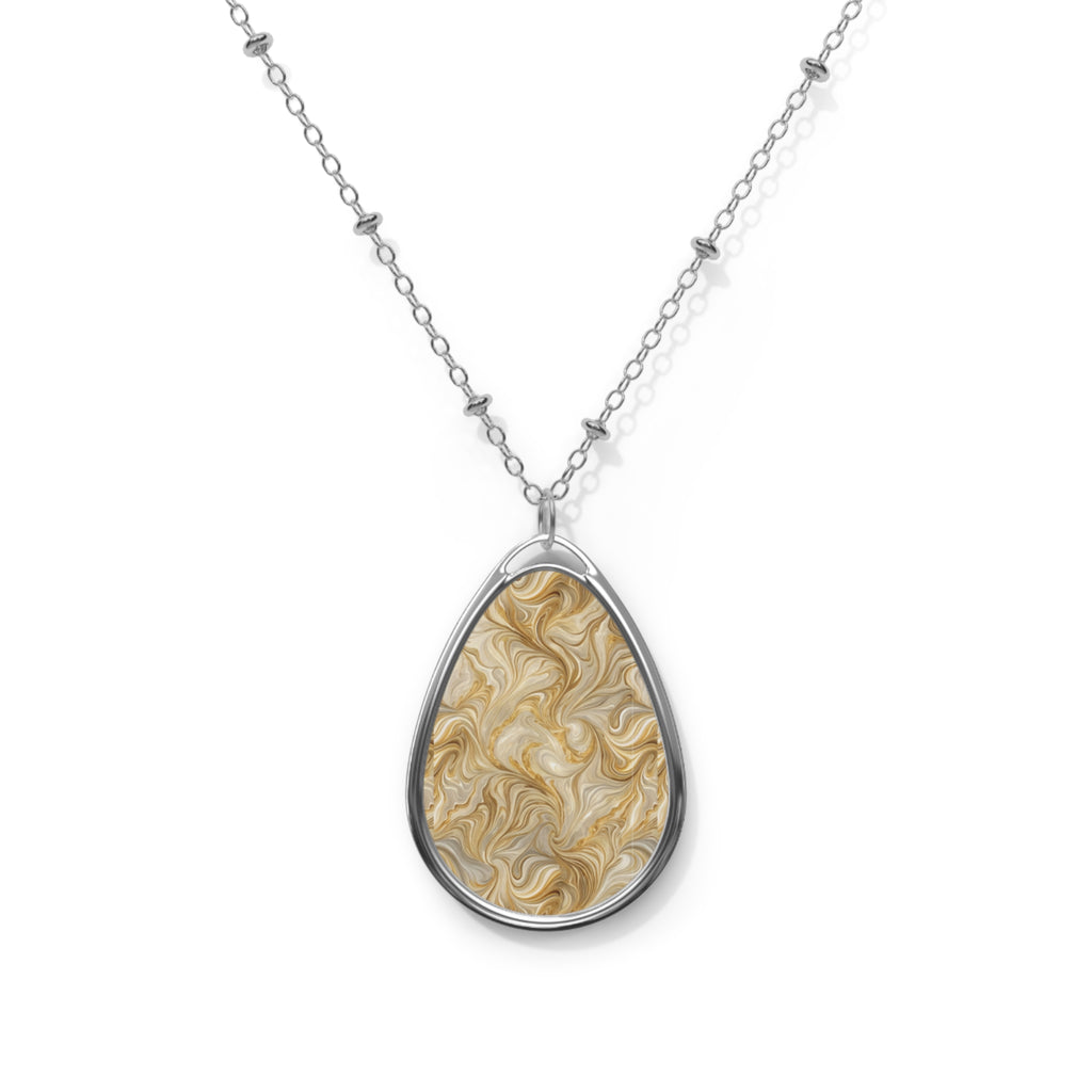 Elegant Gold Swirl-Print Teardrop Pendant Necklace