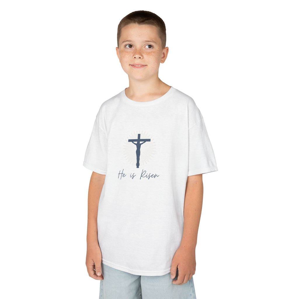 Kids Tee — He Is Risen Christian Easter And For All Times Shirt (Sing Praise Back Print)