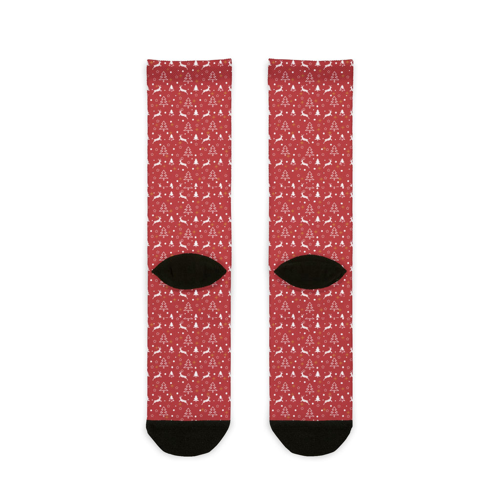 Red Christmas Pattern Crew Socks