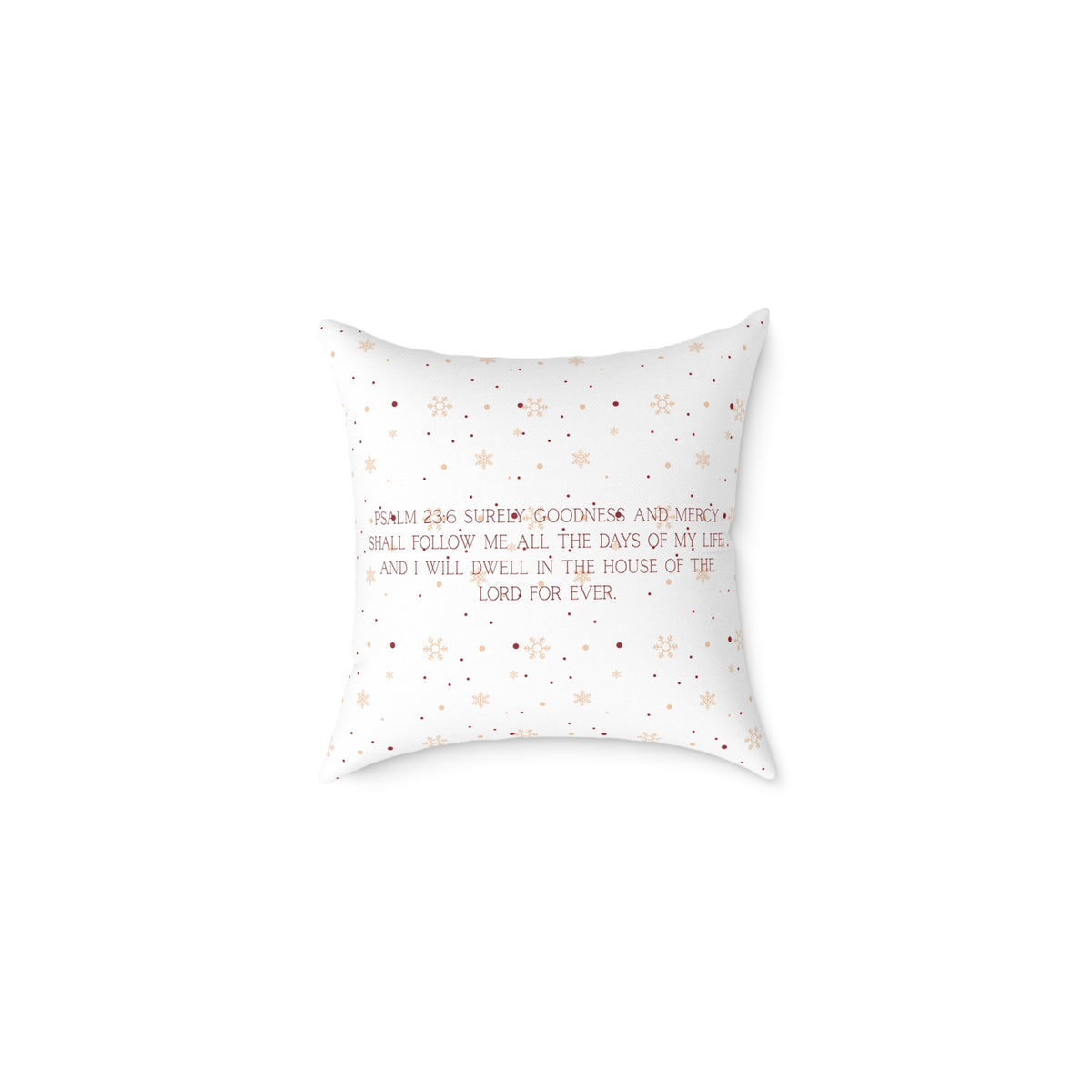 Christmas Throw Pillow - 'Merry Christmas' Gold Script with Psalm 23 Verse, Festive Star Pattern