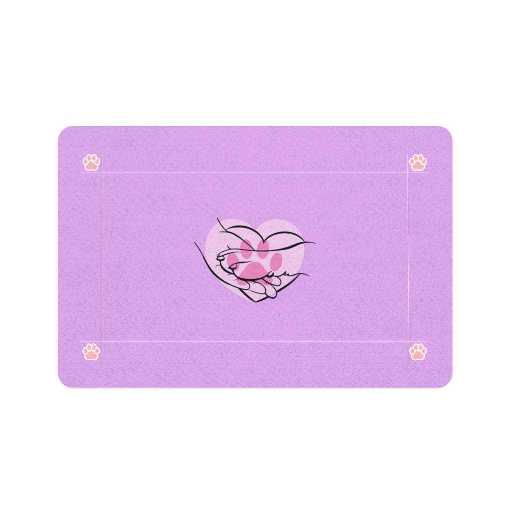 Pink Lovely Paw Heart Hands pet food mat | 12x18