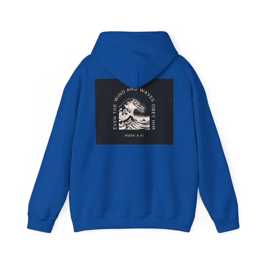 Even the Wind and Waves Obey Him Hoodie | Biblical Wave Graphic