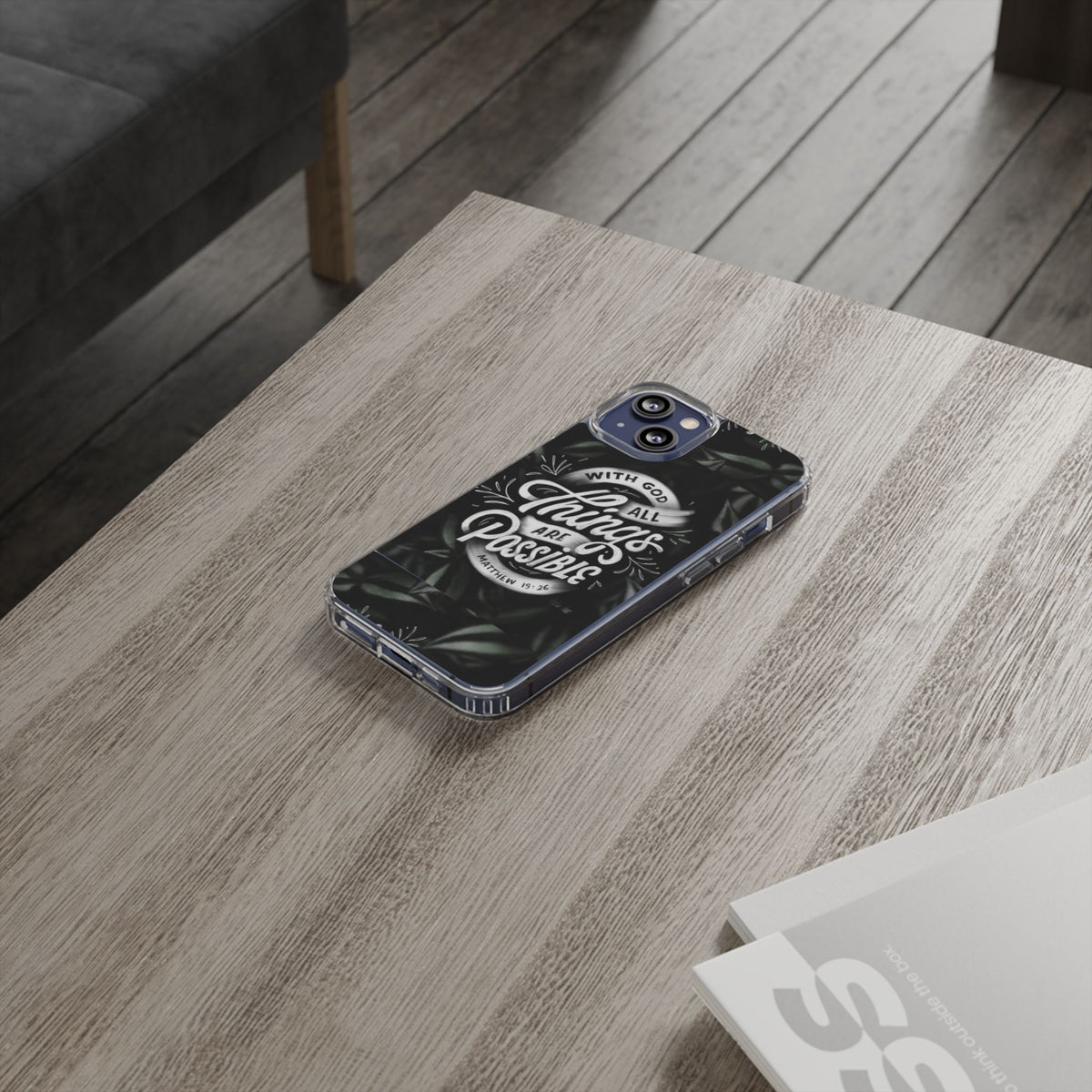 With God All Things Are Possible Phone Case Clear Impact-Resistant Christian Design