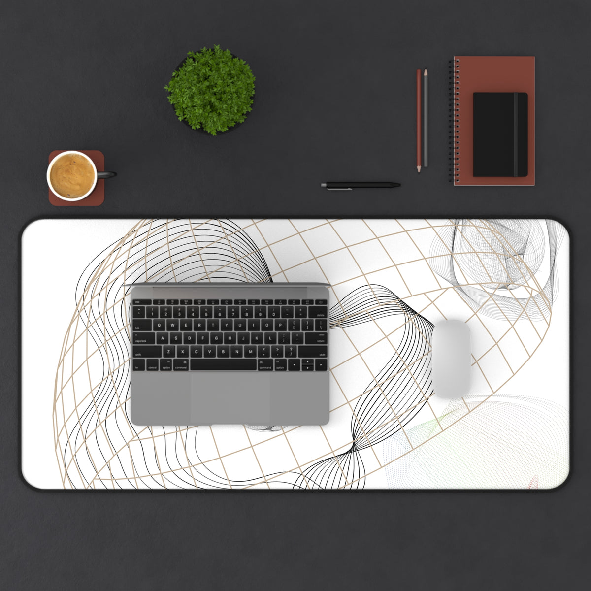 Minimalist Wireframe Desk Mat — Abstract Geometric Mouse Pad for Office & Home