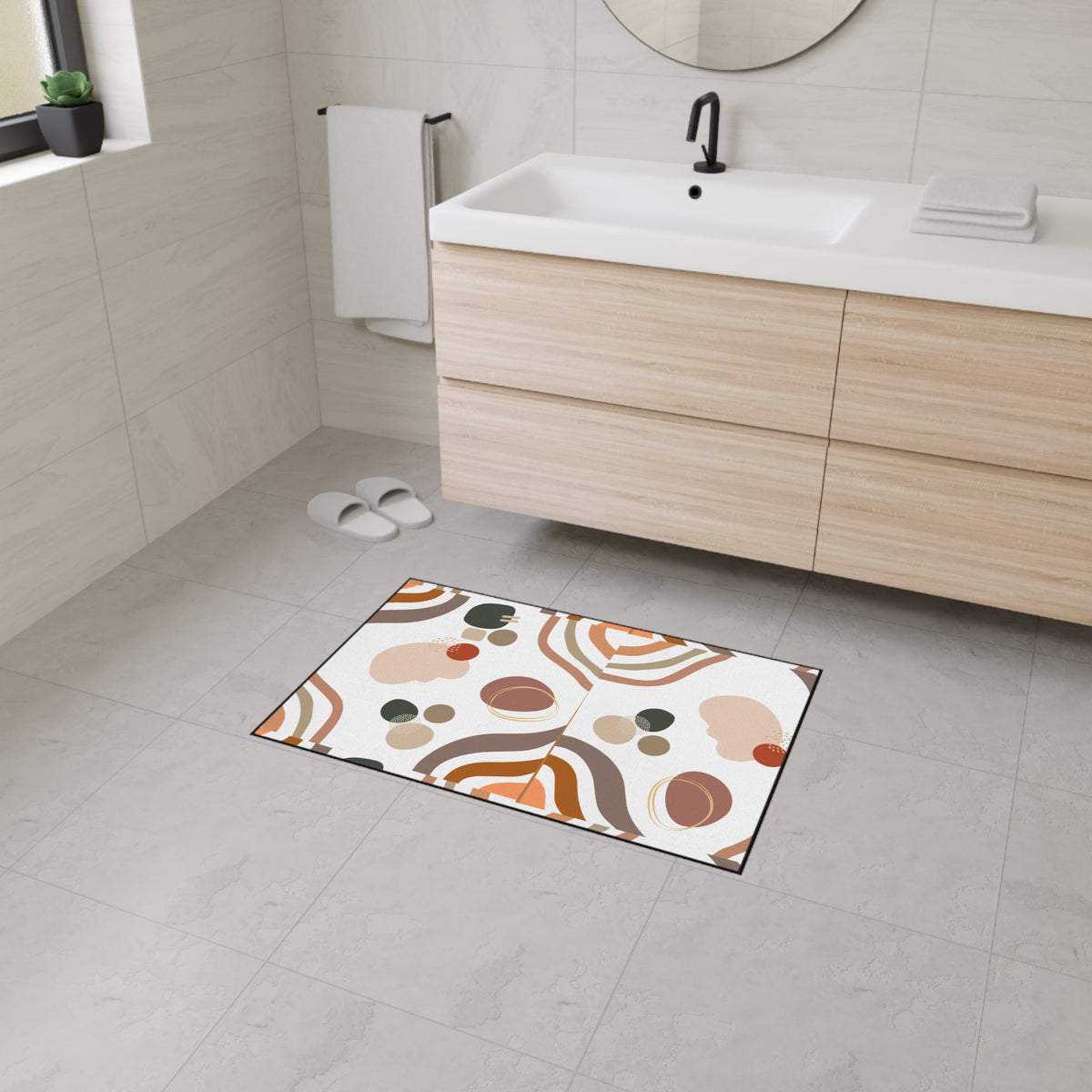 Abstract Elegant Earth Tone Shapes Floor Mat | Mid Century Modern Doormat