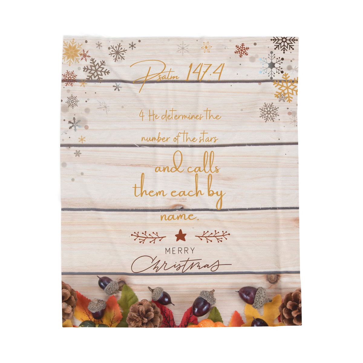 Christmas Velveteen Plush Blanket – ‘Psalms 147:4’ Bible Verse