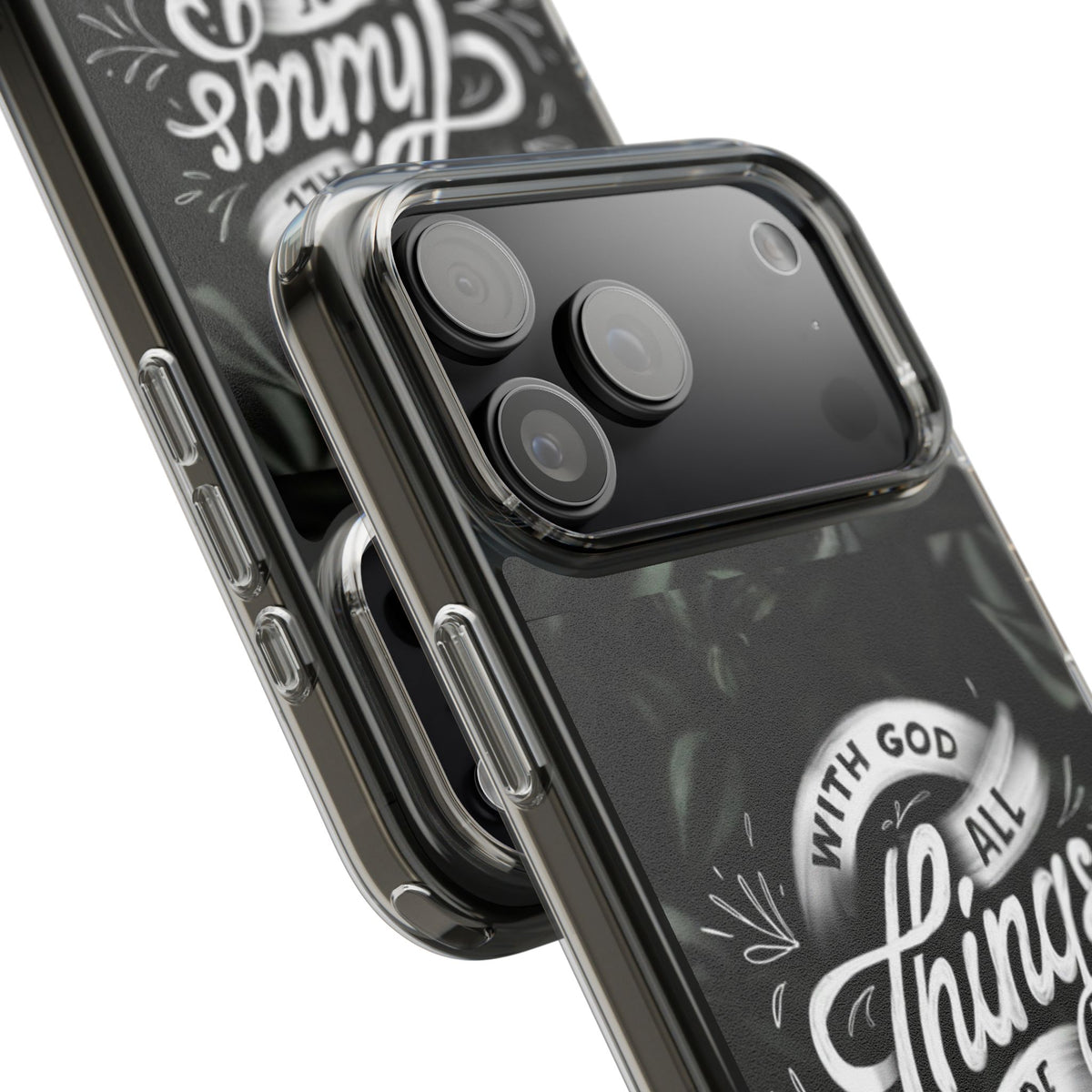 With God All Things Are Possible Phone Case Clear Impact-Resistant Christian Design