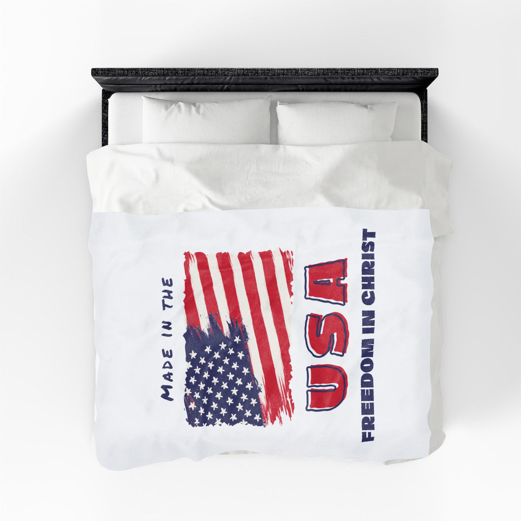 Freedom in Christ Flag Faith Velveteen Plush Blanket