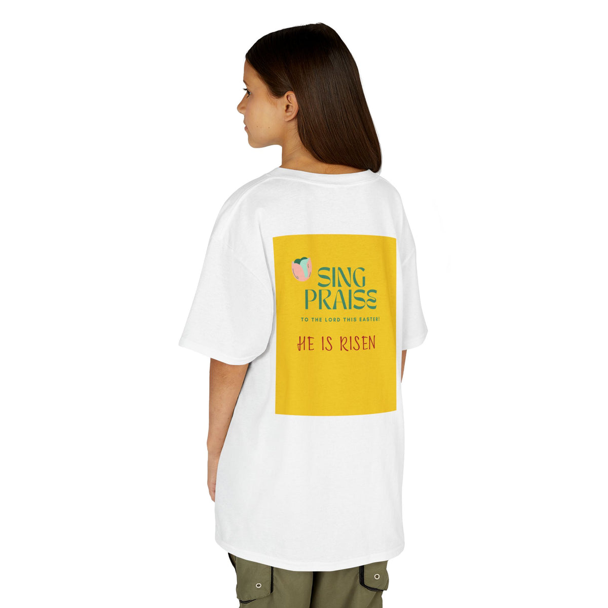 Kids Tee — He Is Risen Christian Easter And For All Times Shirt (Sing Praise Back Print)