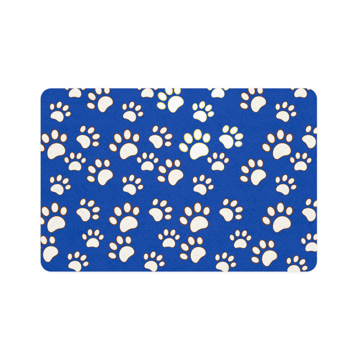 Lovely White Paw Print Pattern Pet Food Mat