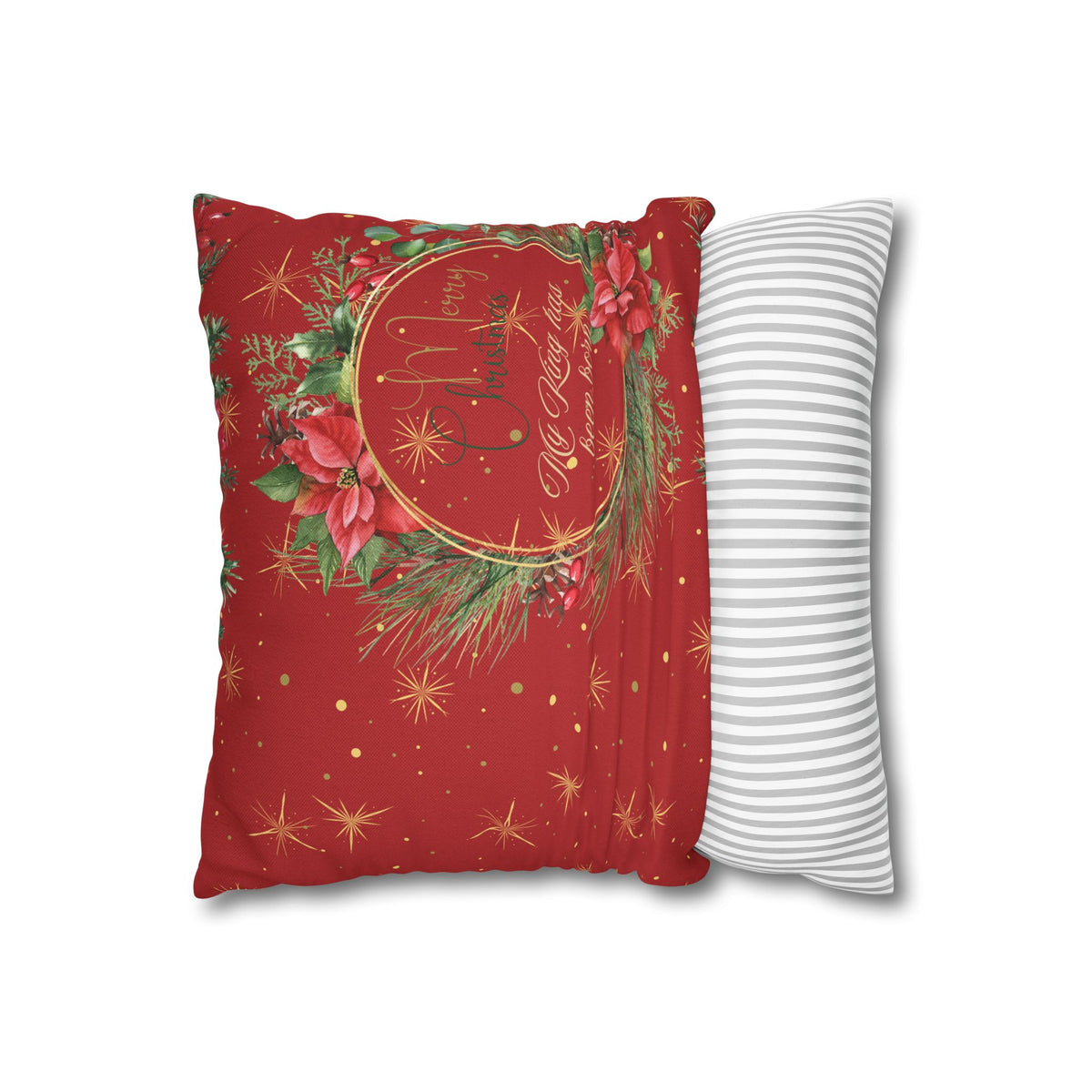 Christmas Wreath Decorative Pillowcase — "Merry Christmas" My King Has Been Born" Pillow Cover