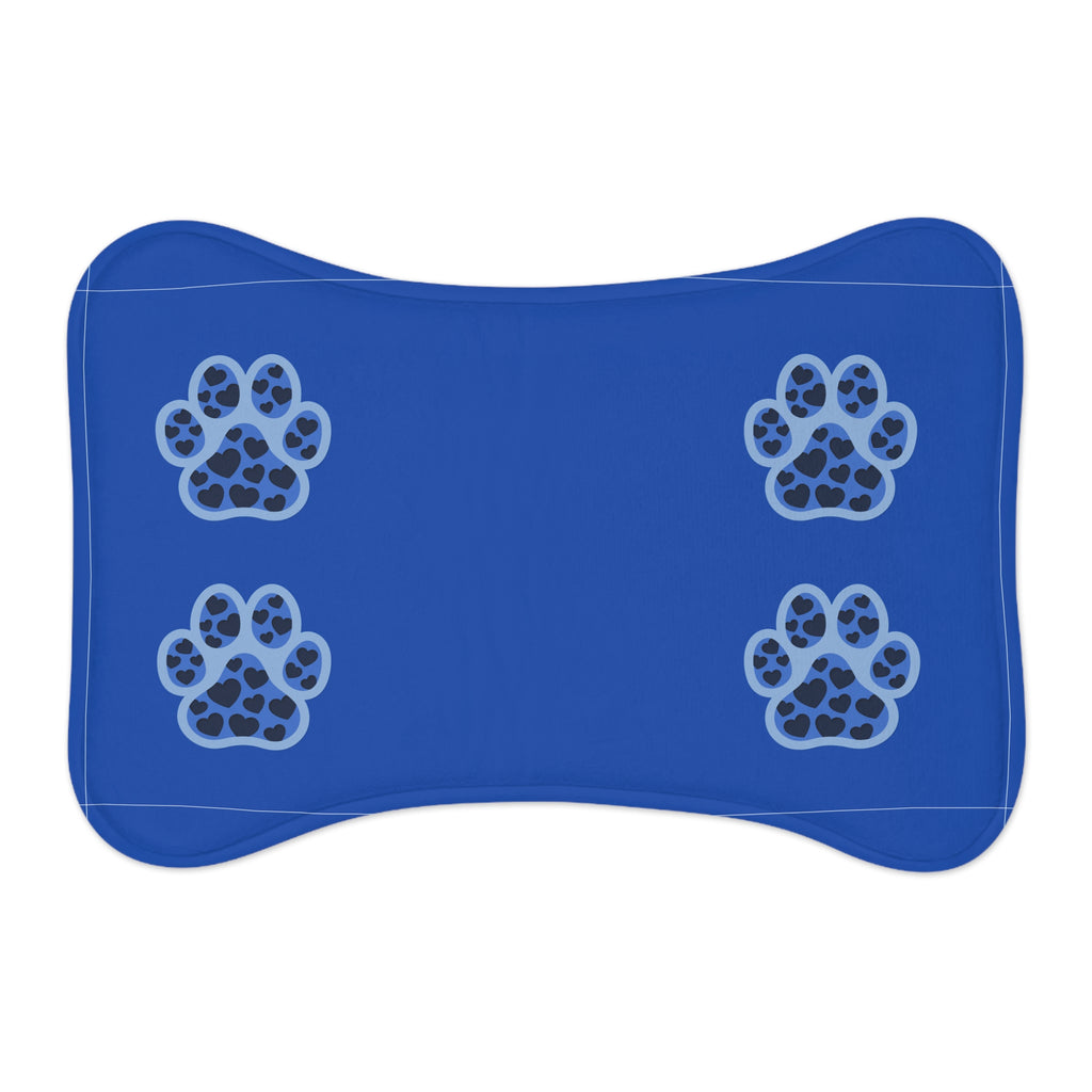 Blue Paw Print Lovely Pet Feeding Mat | Non-Slip Dog Cat Placemat