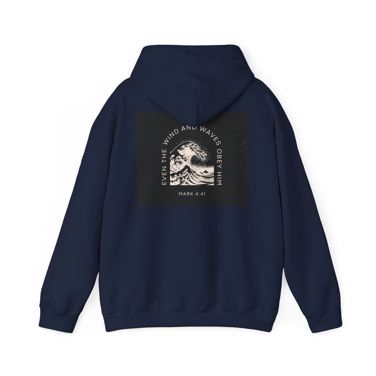 Even the Wind and Waves Obey Him Hoodie | Biblical Wave Graphic