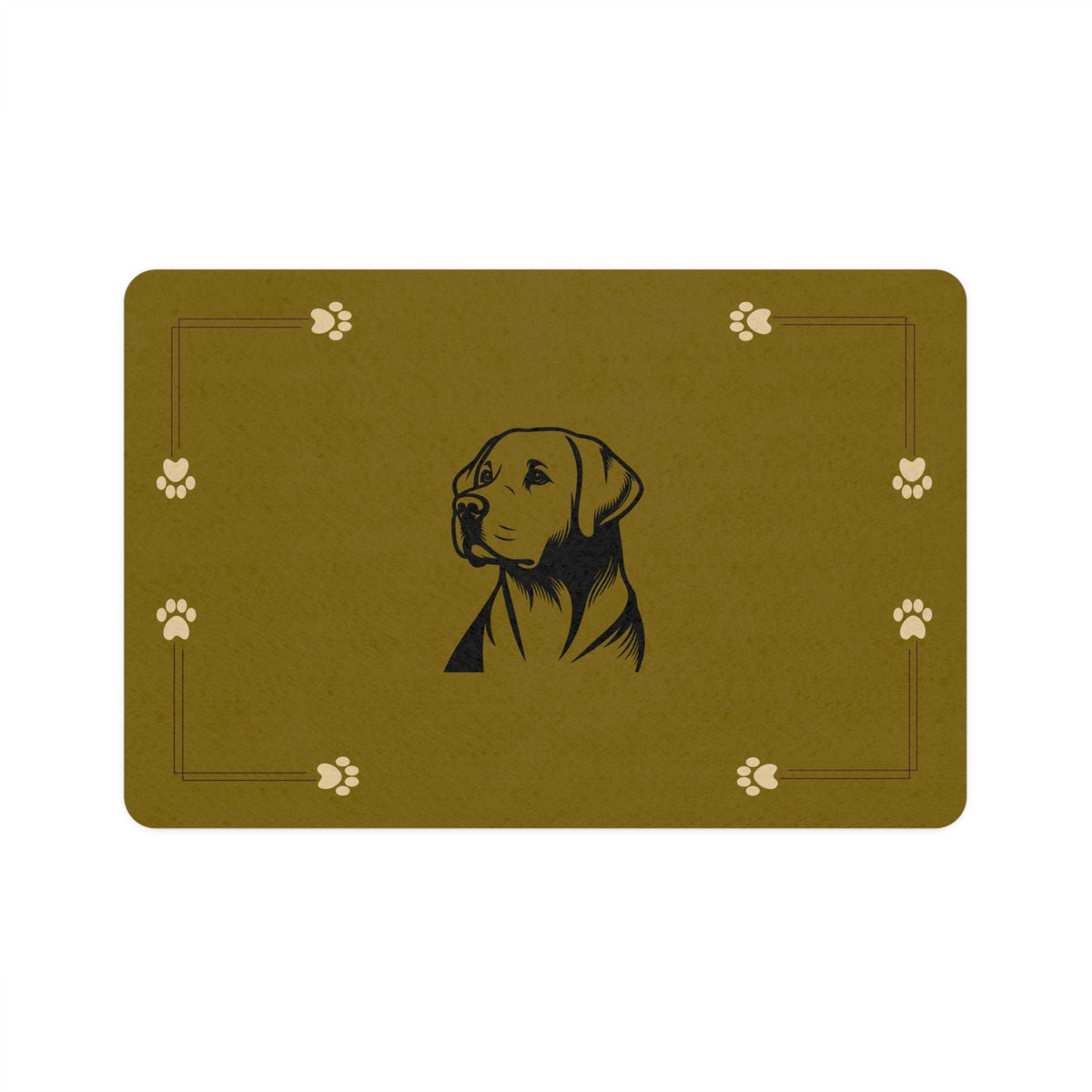 Dog Silhouette Pet Food Mat (12x18) – Paw Print Accent, Non-Slip Feeding Placemat