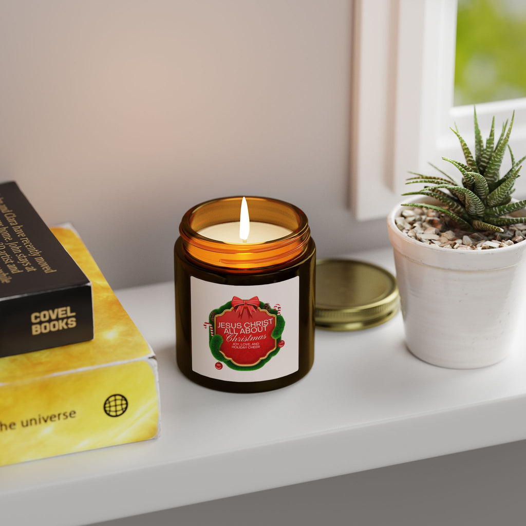Christmas Candle — "Jesus Christ Is All About Christmas" Scented Coconut Apricot Wax (4oz)