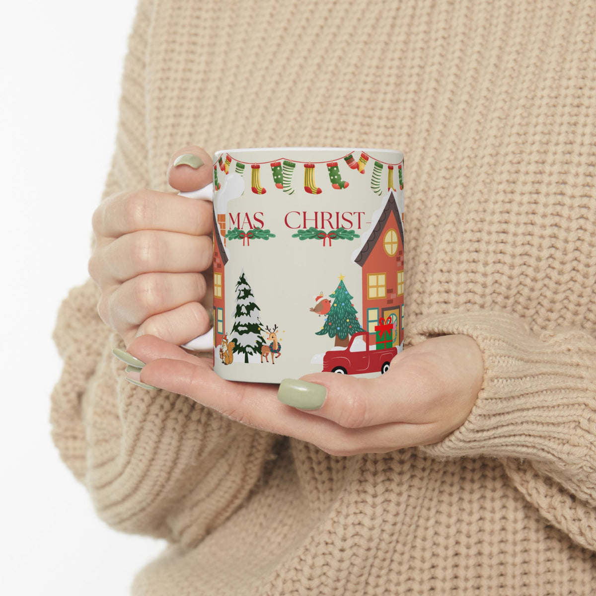 Cozy Christmas House Mug | Ceramic Holiday Coffee Cup