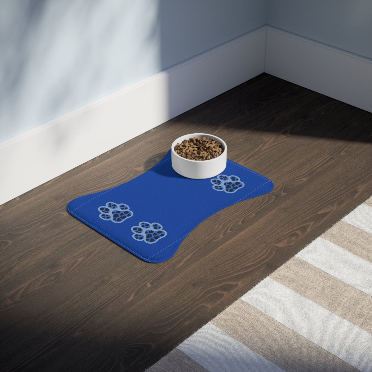 Blue Paw Print Lovely Pet Feeding Mat | Non-Slip Dog Cat Placemat