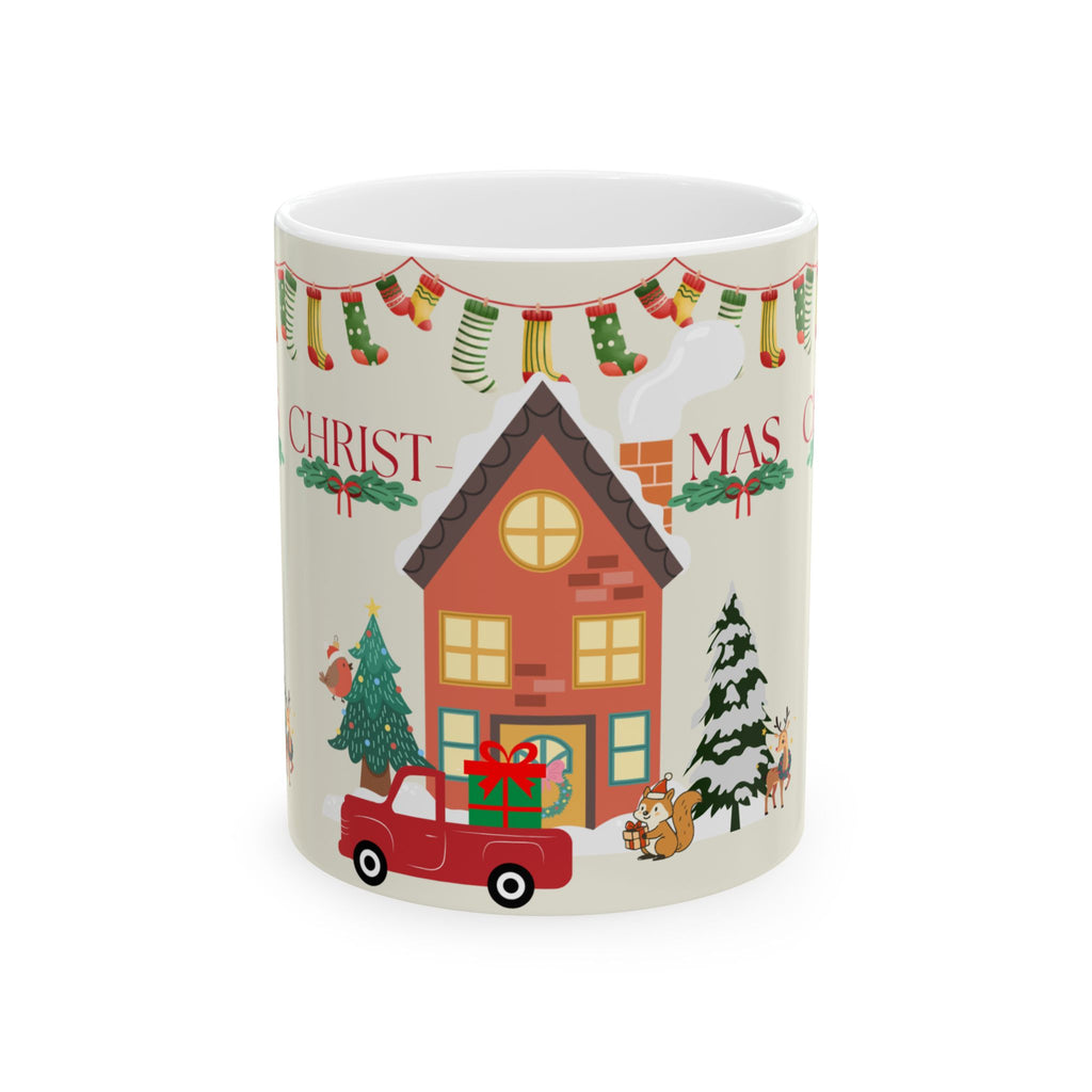 Cozy Christmas House Mug | Ceramic Holiday Coffee Cup