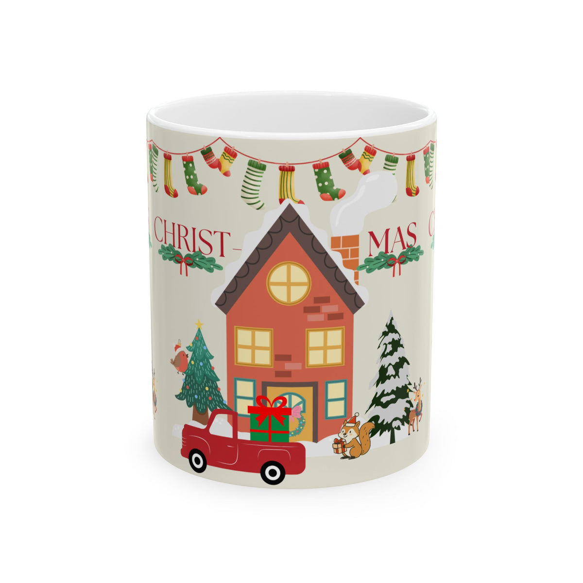 Cozy Christmas House Mug | Ceramic Holiday Coffee Cup