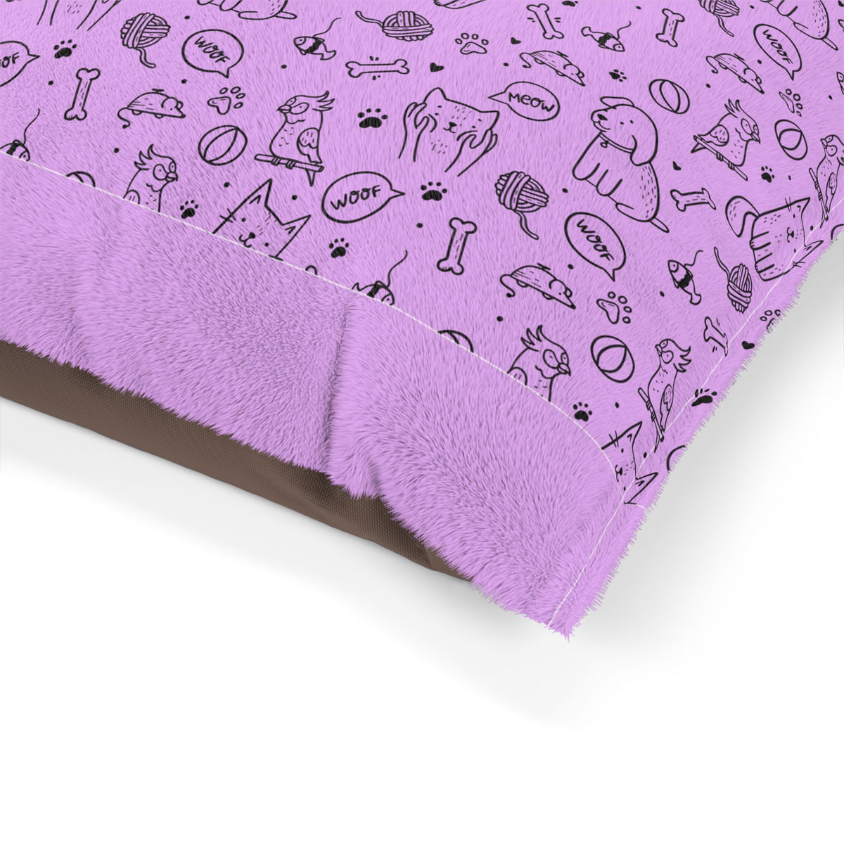 Lovely Cozy Warm Pet Bed | Cute Paw Print Pattern, Purple Pillow