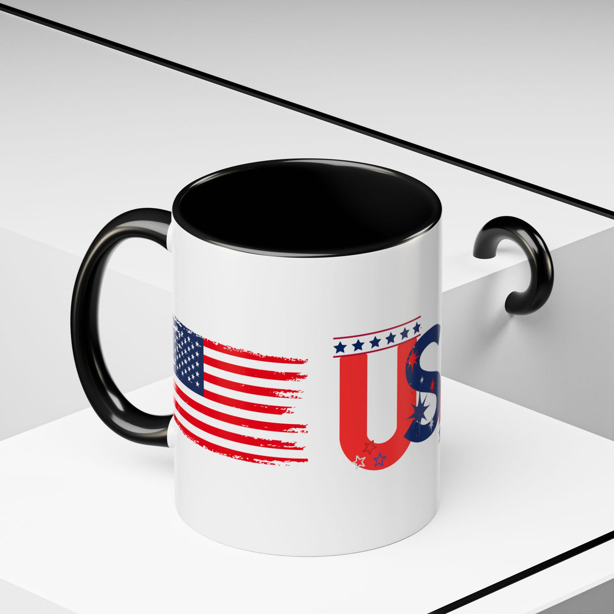 USA Flag Design Coffee Mug (11oz) Patriotic Stars Stripes