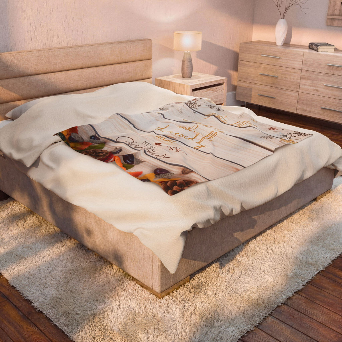 Christmas Velveteen Plush Blanket – ‘Psalms 147:4’ Bible Verse