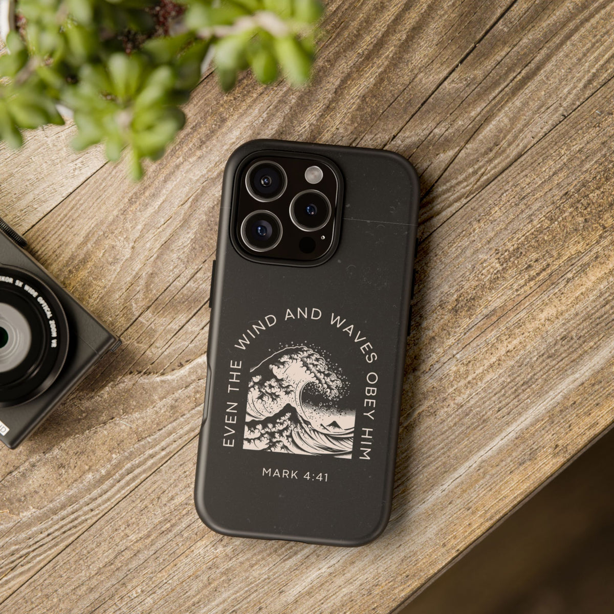 Even the Wind and Waves Obey Him phone case Mark 4:41 scripture iPhone case