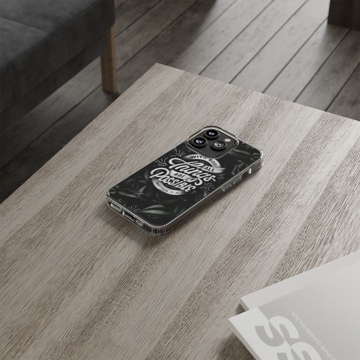 With God All Things Are Possible Phone Case Clear Impact-Resistant Christian Design