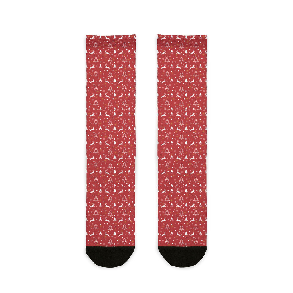 Red Christmas Pattern Crew Socks