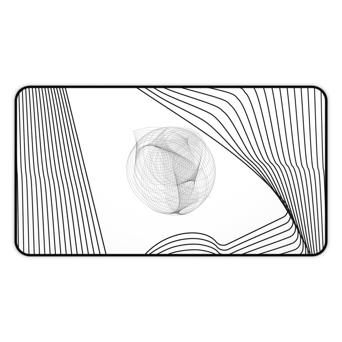 Abstract Black & White Line Art Desk Mat — Minimalist Office Mouse Pad