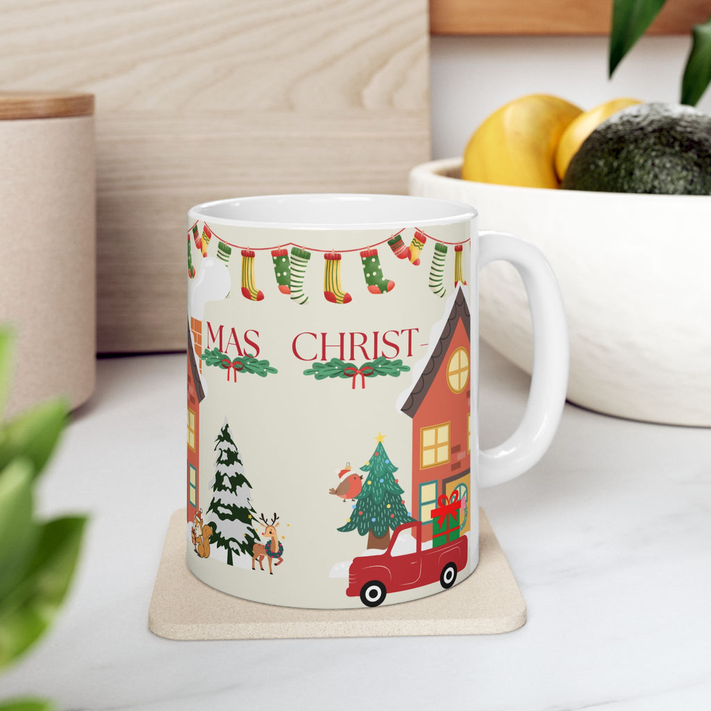 Cozy Christmas House Mug | Ceramic Holiday Coffee Cup