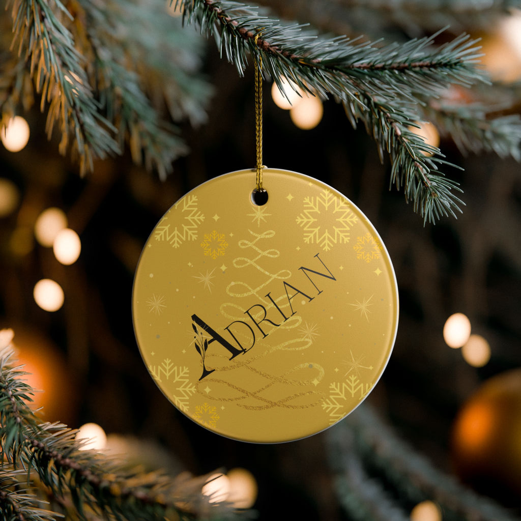 Holiday Ceramic Ornament Personalized "Adrian" Christmas Decoration