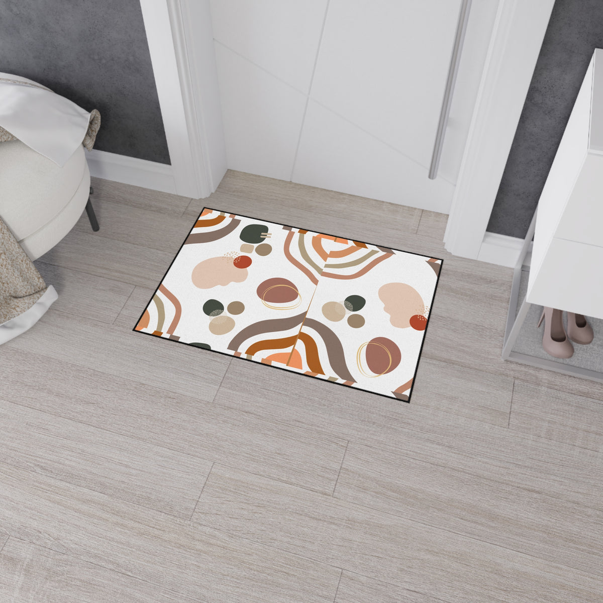 Abstract Elegant Earth Tone Shapes Floor Mat | Mid Century Modern Doormat