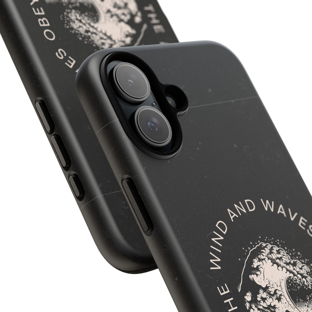 Even the Wind and Waves Obey Him phone case Mark 4:41 scripture iPhone case
