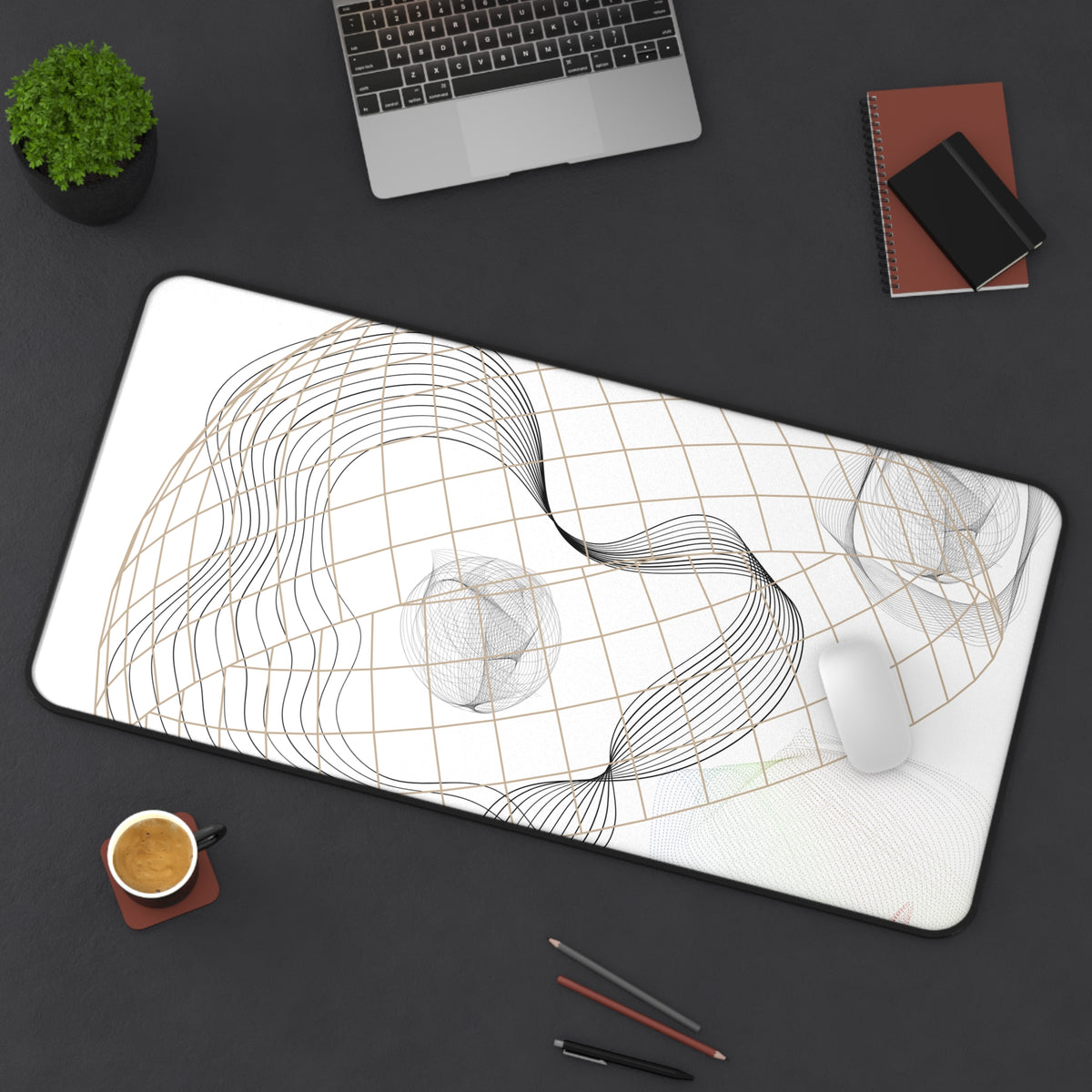 Minimalist Wireframe Desk Mat — Abstract Geometric Mouse Pad for Office & Home