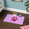 Lovely Pink Heart Paw Pet Food Mat | 12x18 Non-Slip Bowl Placemat