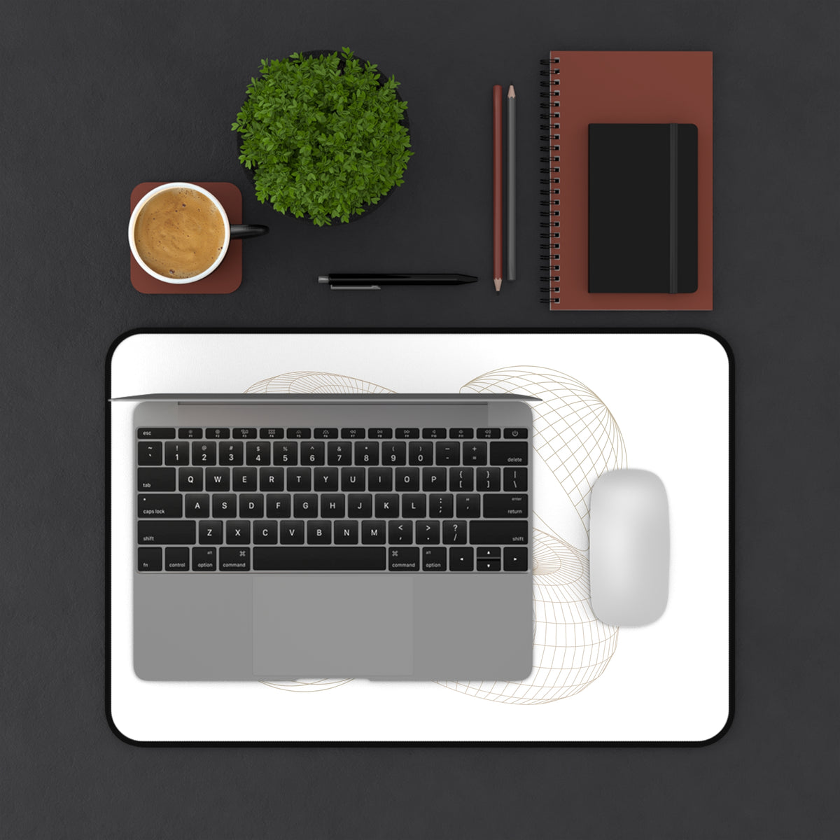 Geometric Wireframe Desk Mat — Minimal 3D Torus Design for Modern Workspaces