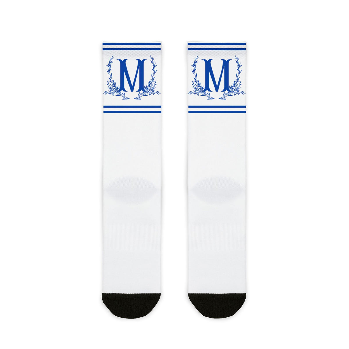 Blue Monogram M Cool Crew Socks | Personalized Initial Socks