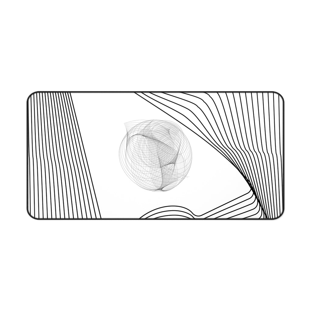 Abstract Black & White Line Art Desk Mat — Minimalist Office Mouse Pad