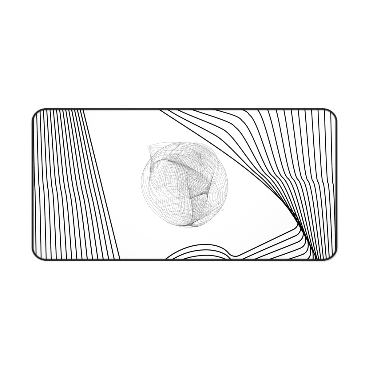 Abstract Black & White Line Art Desk Mat — Minimalist Office Mouse Pad