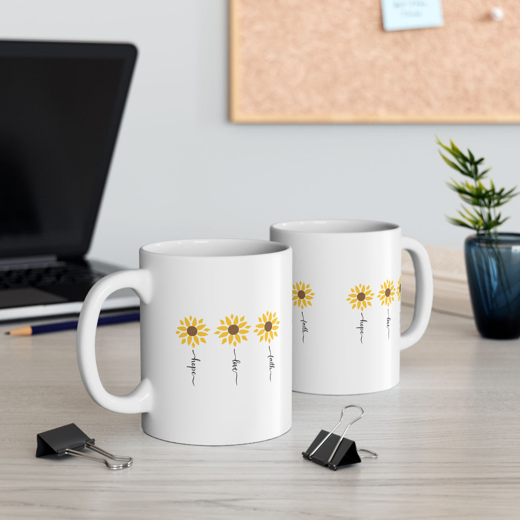 Sunflower Hope Ceramic Mug Inspirational Cup