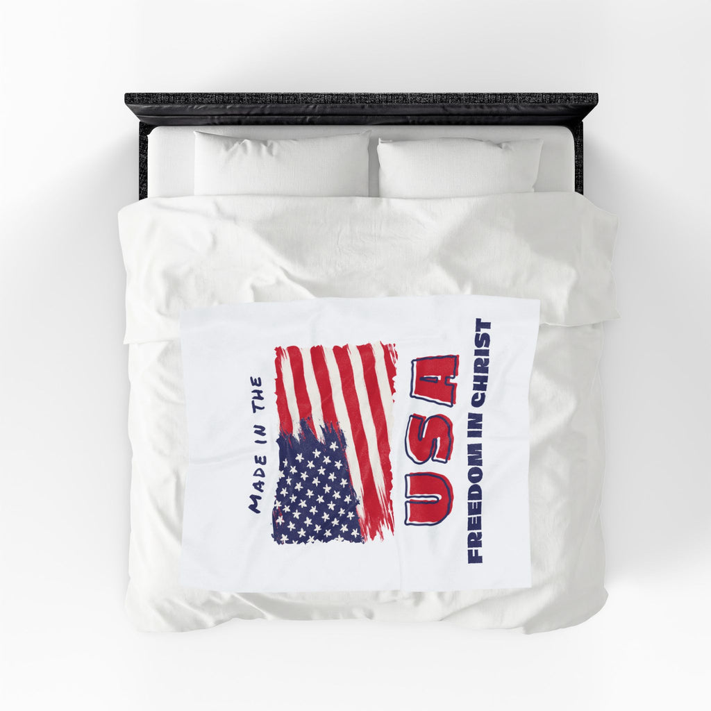 Freedom in Christ Flag Faith Velveteen Plush Blanket