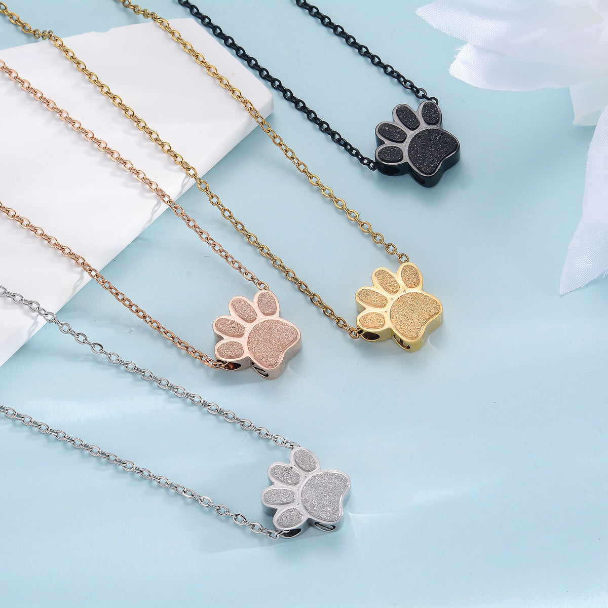 Lovely Stainless Steel Paw Print Perfume Necklace
