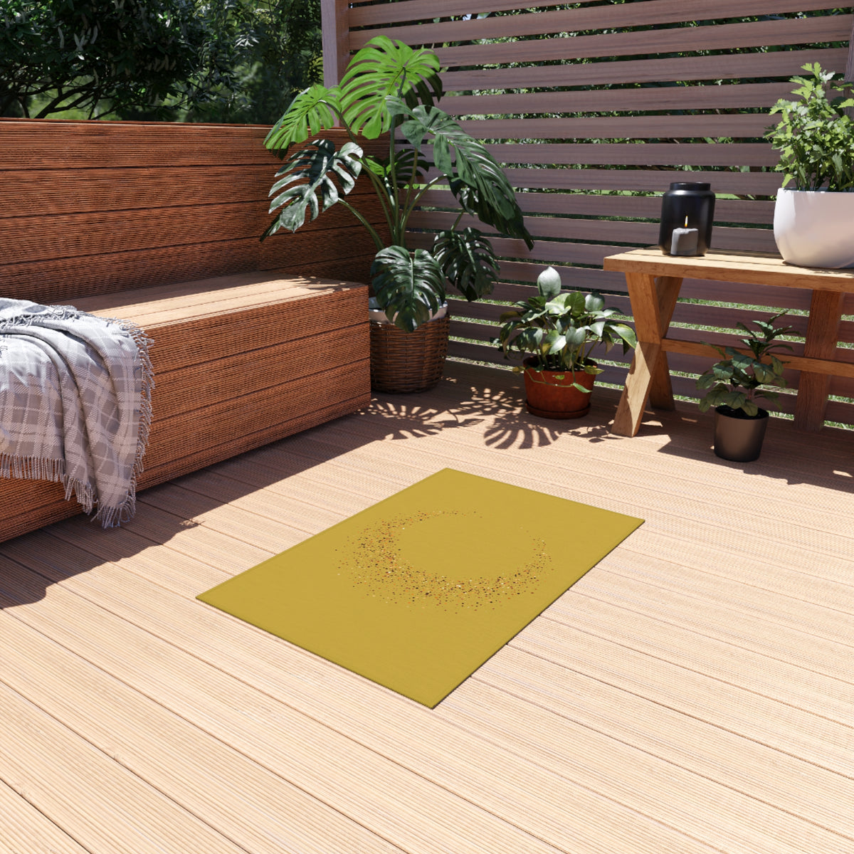 Elegant Crescent Confetti Outdoor Rug — Weatherproof Patio Doormat