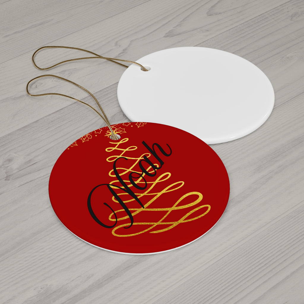 Personalized Christmas Ceramic Ornament - Holiday Decoration