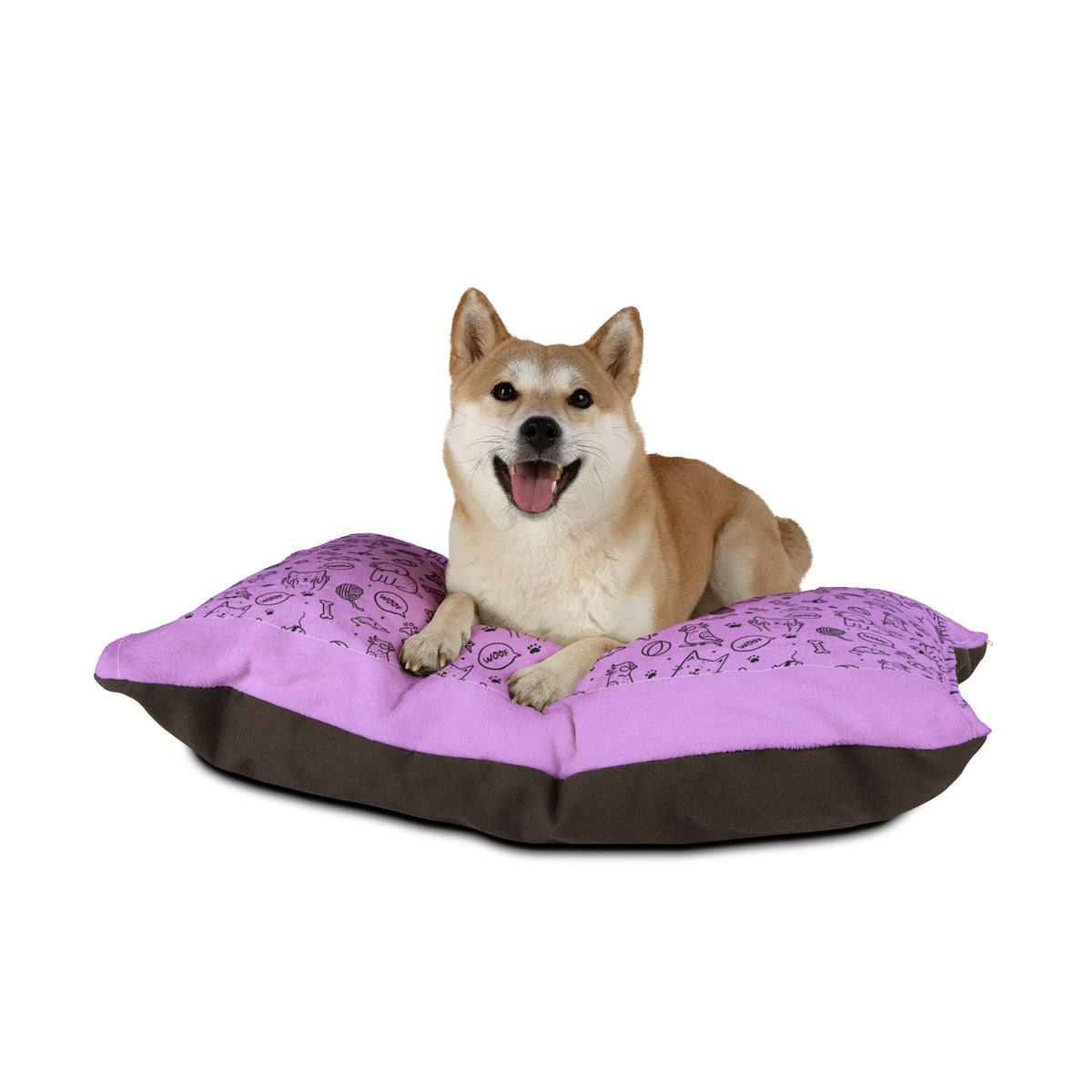 Lovely Cozy Warm Pet Bed | Cute Paw Print Pattern, Purple Pillow