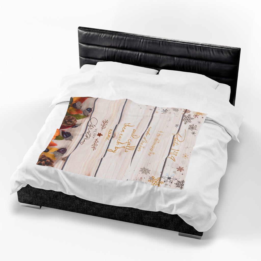 Christmas Velveteen Plush Blanket – ‘Psalms 147:4’ Bible Verse