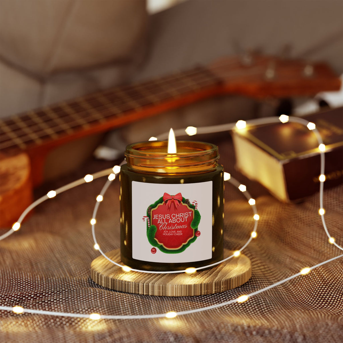 Christmas Candle — "Jesus Christ Is All About Christmas" Scented Coconut Apricot Wax (4oz)