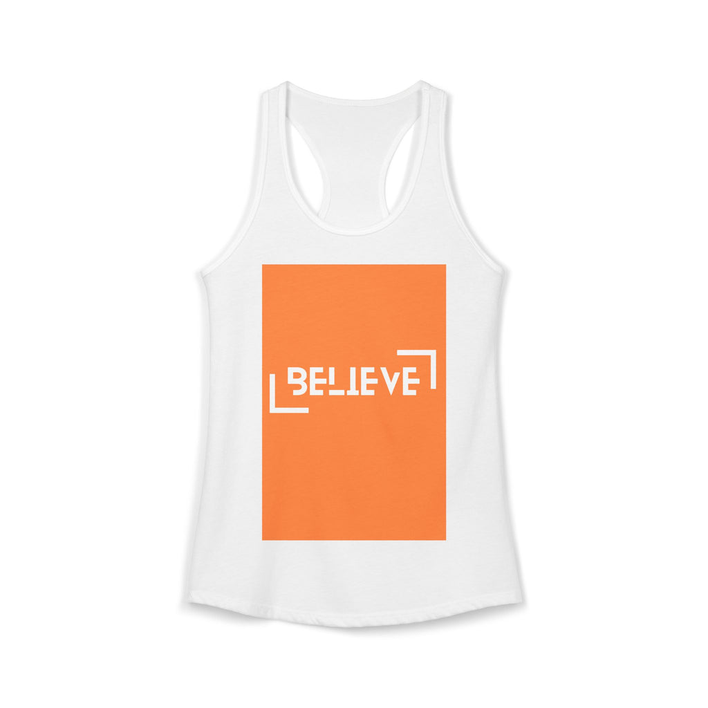 Women’s "BELIEVE" Inspirational Fitted Racerback Tank Top | Lightweight Workout & Casual Activewear