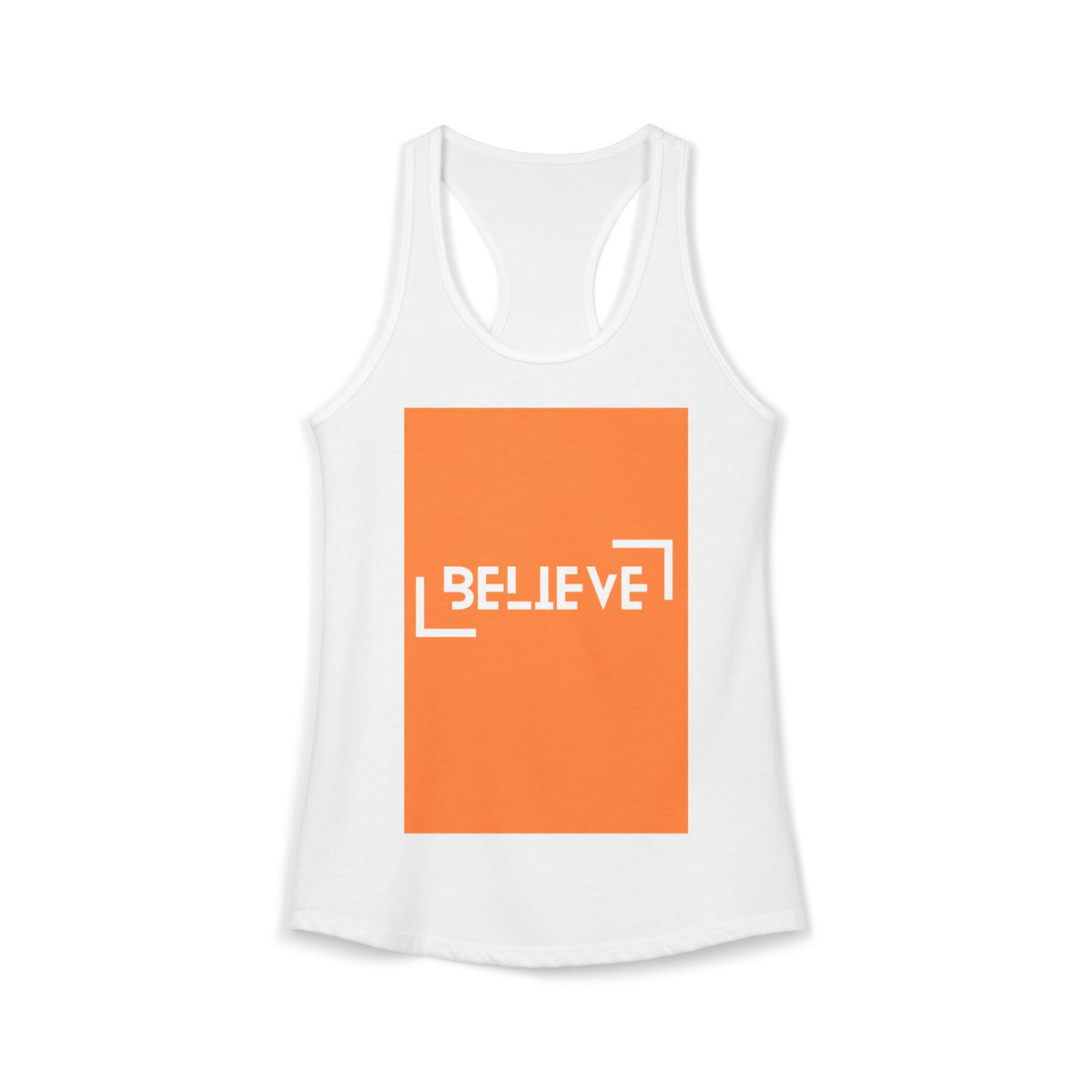 Women’s "BELIEVE" Inspirational Fitted Racerback Tank Top | Lightweight Workout & Casual Activewear